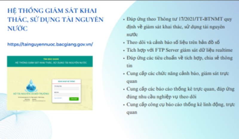 Tập Huấn Hướng Dẫn Sử Dụng:” Hệ Thống Giám Sát Khai Thác Tài Nguyên Nước Trên Địa Bàn Tỉnh Bắc Giang”